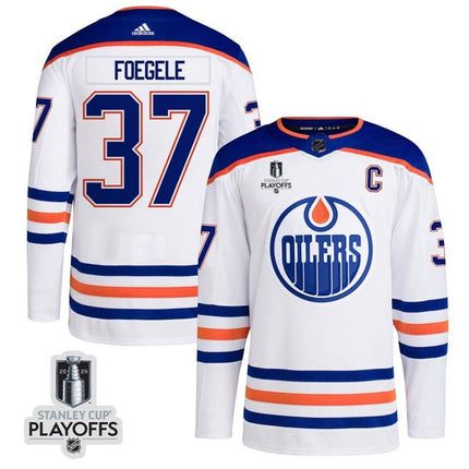 Warren Foegele Edmonton Oilers 2024 NHL Playoffs Patch Away White Jersey