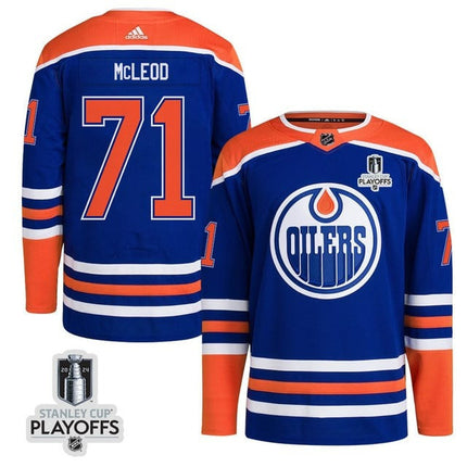 Ryan McLeod Edmonton Oilers 2024 NHL Playoffs Patch Home Blue Jersey