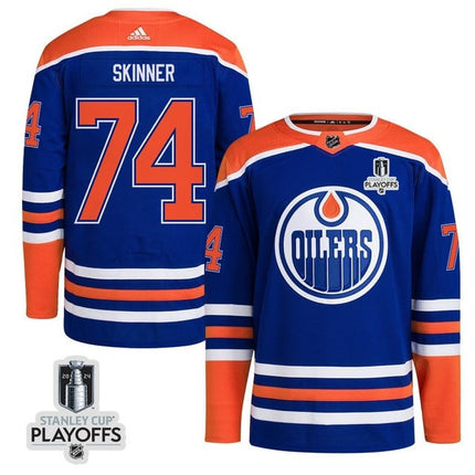 Stuart Skinner Edmonton Oilers 2024 NHL Playoffs Patch Home Blue Jersey