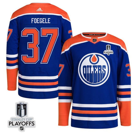 Warren Foegele Edmonton Oilers 2024 NHL Playoffs Patch Home Blue Jersey