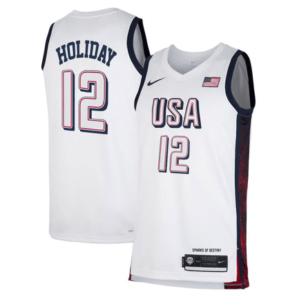 Jrue Holiday USA National Team 2024 Match Edition Fan Game White Jersey