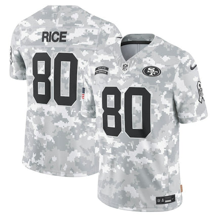 Jerry Rice San Francisco 49ers 2024 Salute to Service Retired Player Limited Arctic Camo Jersey