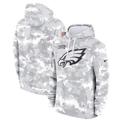 Men's Philadelphia Eagles 2024 Salute to Service Club Fleece Arctic Camo Pullover Hoodie