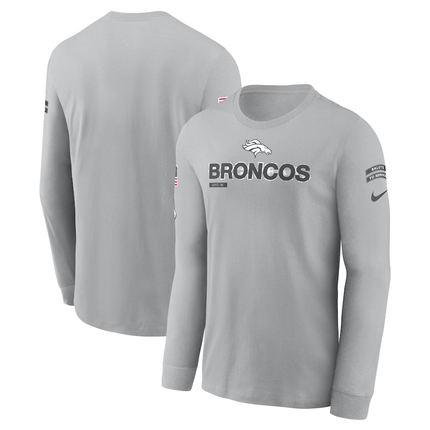 Men's Denver Broncos 2024 Salute To Service Long Sleeve Gray T-Shirt