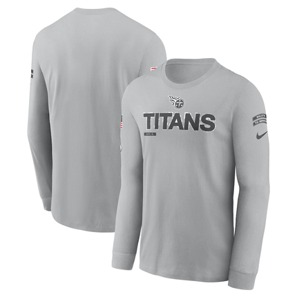 Men's Tennessee Titans 2024 Salute To Service Long Sleeve Gray T-Shirt