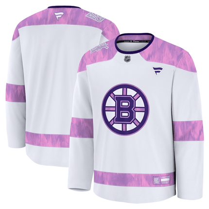 Boston Bruins 2024 Hockey Fights Cancer Practice White Jersey