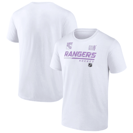 New York Rangers 2024 NHL Hockey Fights Cancer White T-Shirt