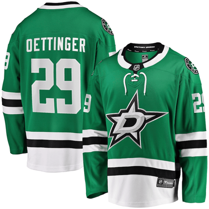Jake Oettinger Dallas Stars 2024-2025 Home Breakaway Kelly Green Jersey