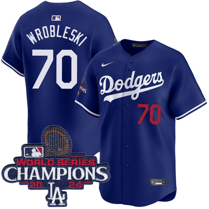 Justin Wrobleski Los Angeles Dodgers 2024 Alternate Limited World Series Champions Royal Jersey