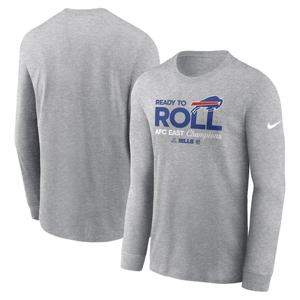 Buffalo Bills 2024 AFC East Division Champions Locker Room Trophy Collection Heather Gray Long Sleeve T-Shirt