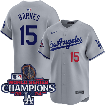 Austin Barnes Los Angeles Dodgers 2024 Road Limited World Series Champions Grey Jersey