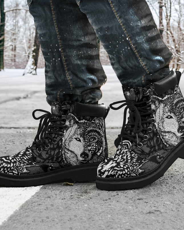 Hippie Wolf Boots Shoes Gift Idea For Wolf Lover