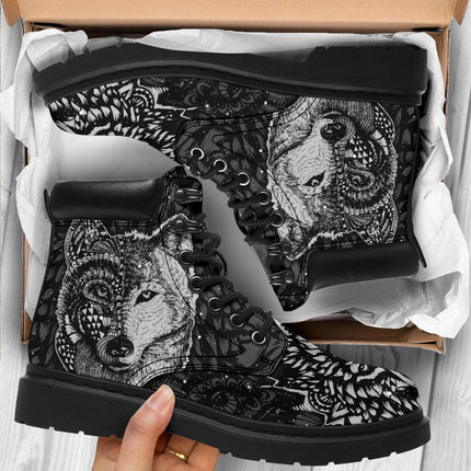 Hippie Wolf Boots Shoes Gift Idea For Wolf Lover