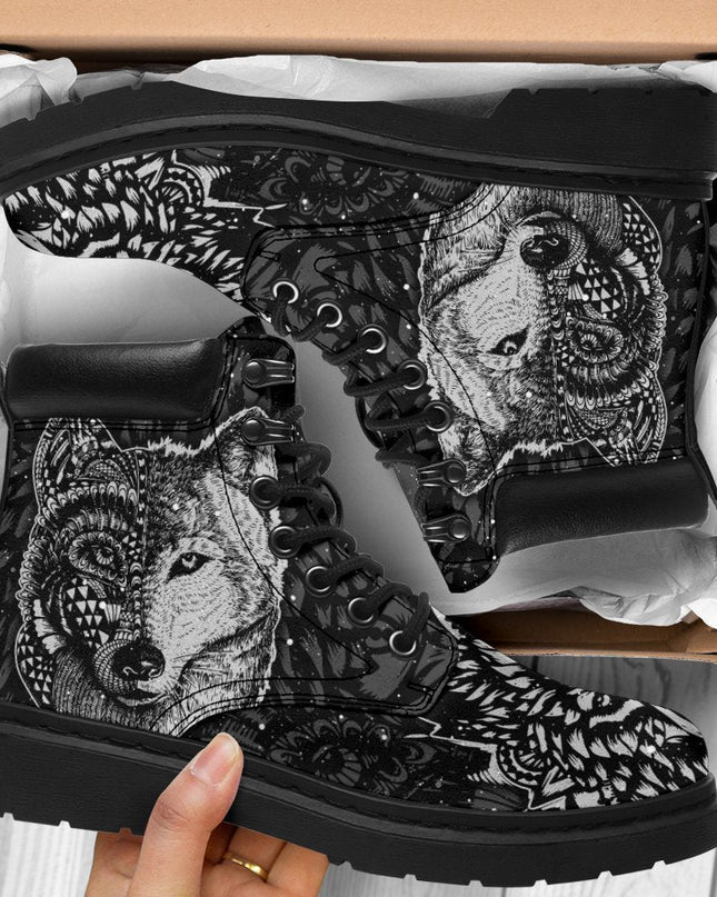 Hippie Wolf Boots Shoes Gift Idea For Wolf Lover