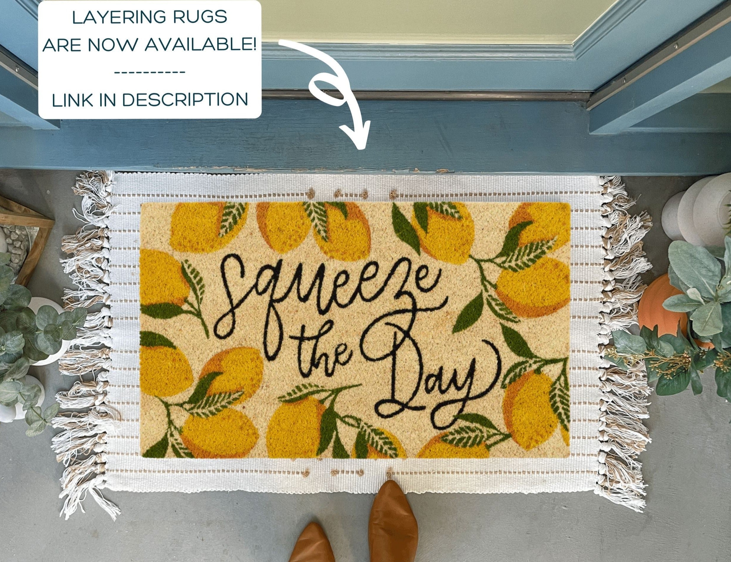 Squeeze The Day Lemons Coir Doormat Gifts For Summer