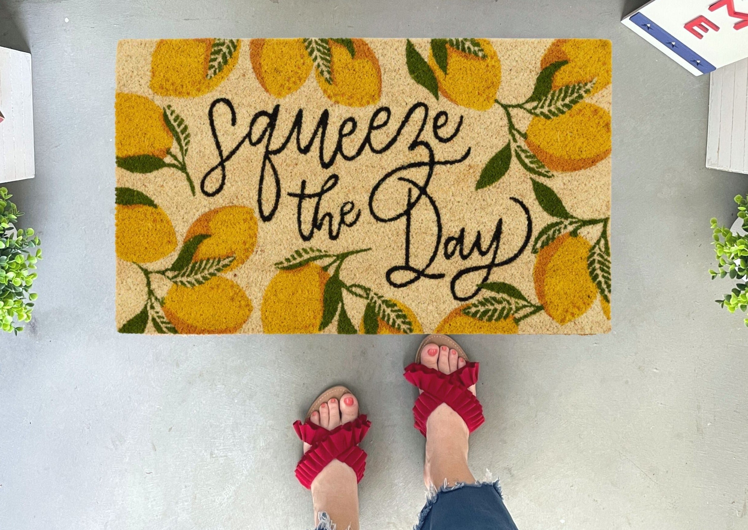 Squeeze The Day Lemons Coir Doormat Gifts For Summer